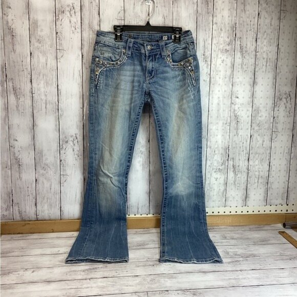Whimsigoth heritage old money Miss Me Jeans 27 Distressed Medium Wash - Picture 1 of 7